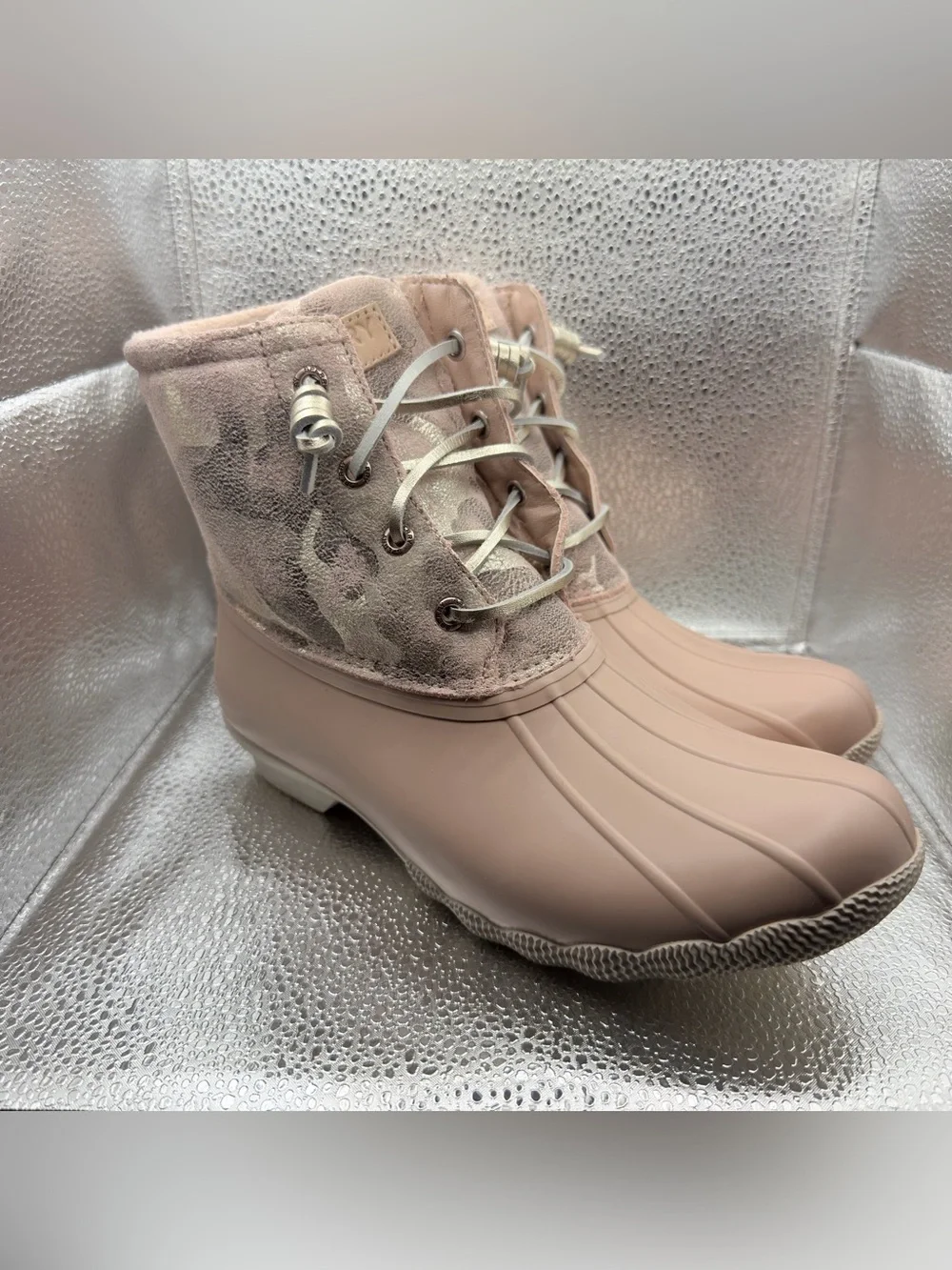 Sperry Blush Lace-Up Duck Boots